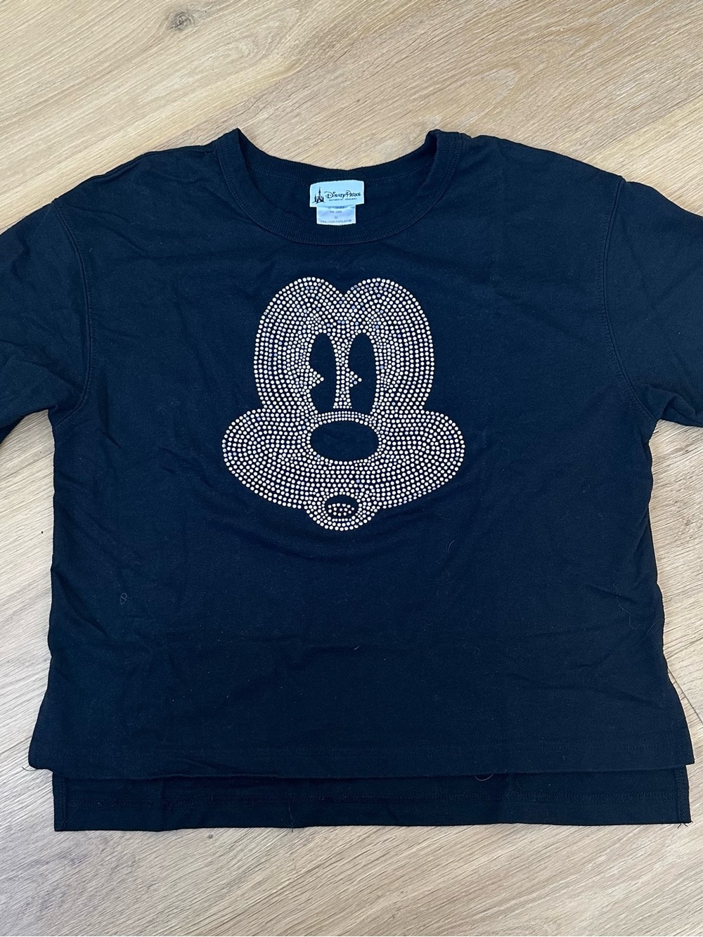 Disney Parks Black Rhinestone Mickey Face T - Size M